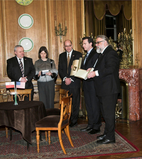 Uroczystość przekazania faksymiliów dla biblioteki Muzeum–Zamku w Łańcucie w dniu 6 lutego 2012