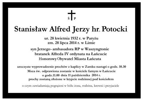 Sprowadzenie prochów Stanisława Alfreda Jerzego hr. Potockiego
