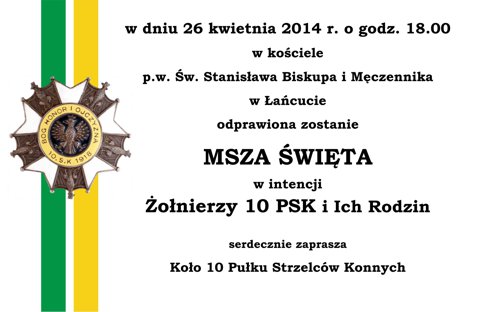 Msza Św. w intencji 10 PSK